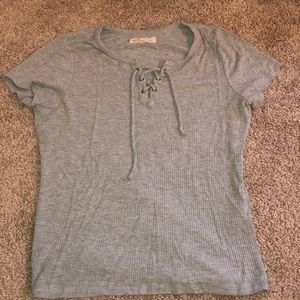Grey short sleeve lace up